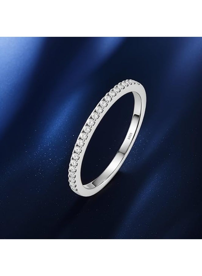 Ucanbe 14K Gold Plated 925 Sterling Silver Ring | Cubic Zirconia Sparkling Diamond Simulated Stackable Eternity Band for Women - Image 1